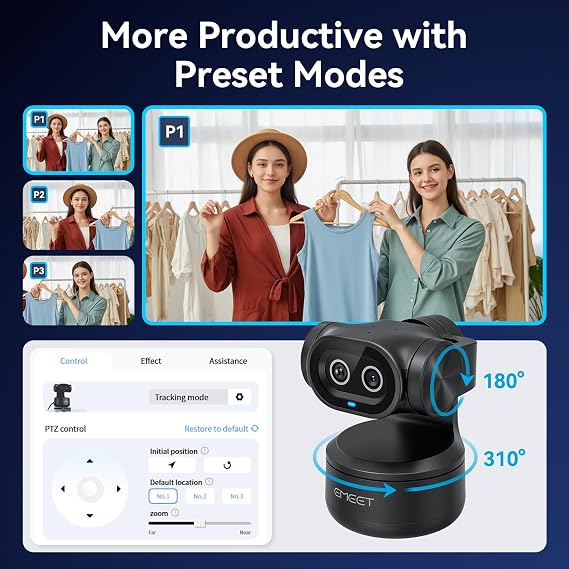 EMEET PIXY Dual-Camera AI-Powered PTZ Camera 4K and Desk Tripod