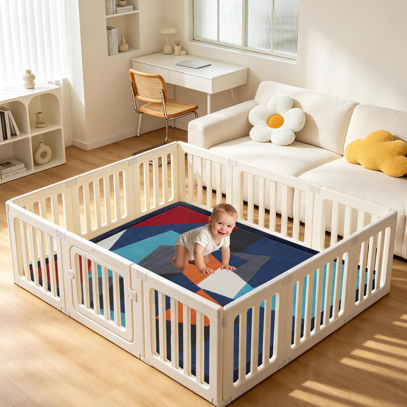 Baby Krabbelmatte 2cm Dicke Schaumstoff Spielmatte Rutschfester Teppich Kinderzimmer Tatami Matte für Wohn und Kinderzimmer 60 x 200 cm