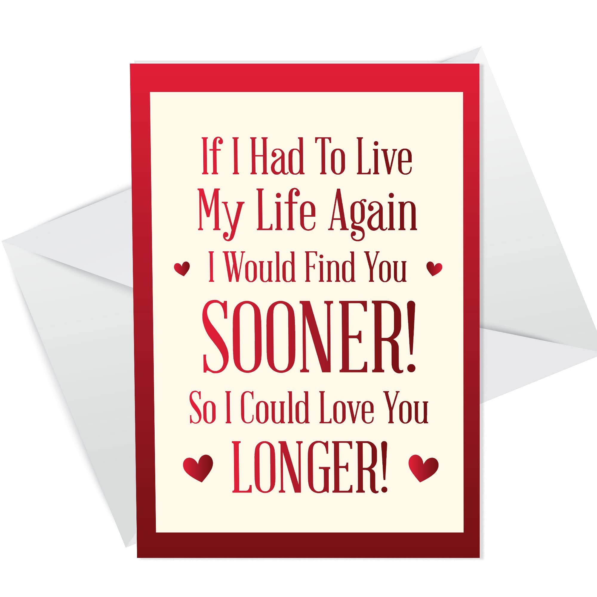 Valentines Day Card For Him Her LOVE YOU LONGER Card Husband Wife Boyfriend Card