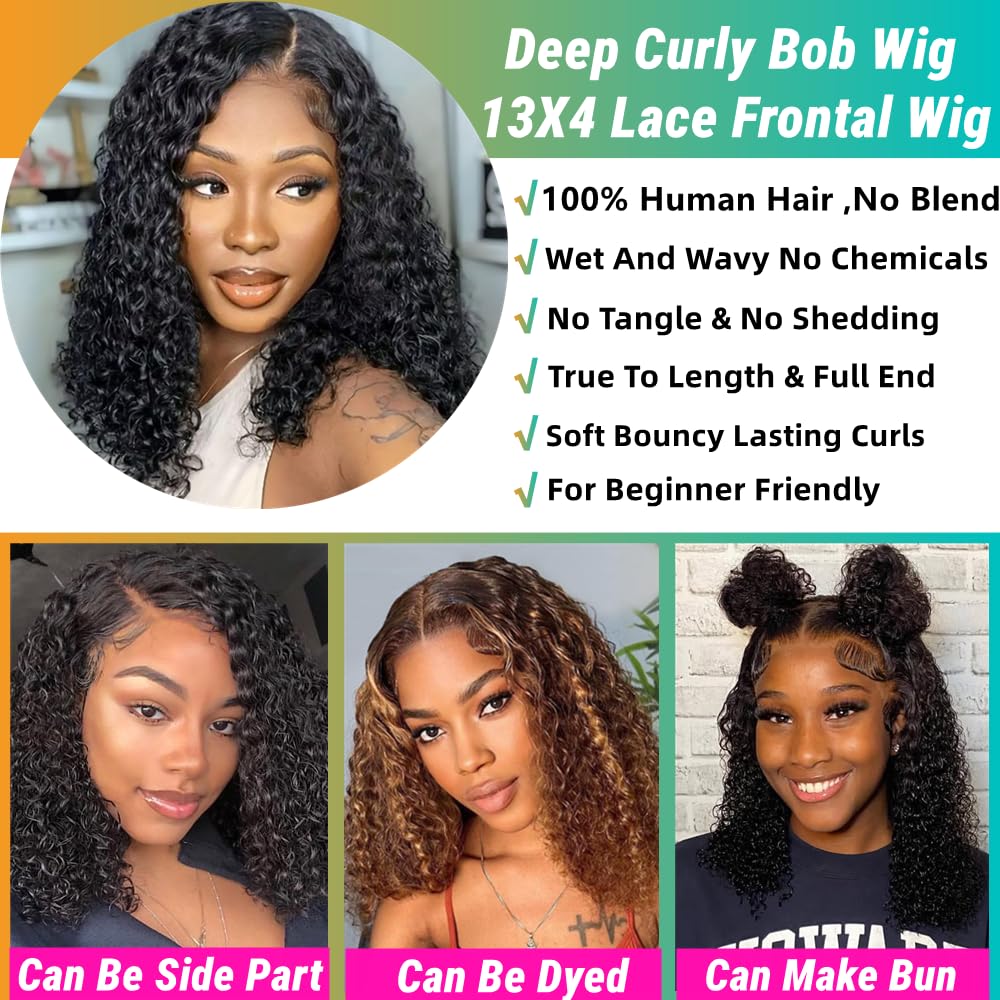 Amazon.com : Superfect Bob Wig Human Hair 12 Inch 13x4 Deep 