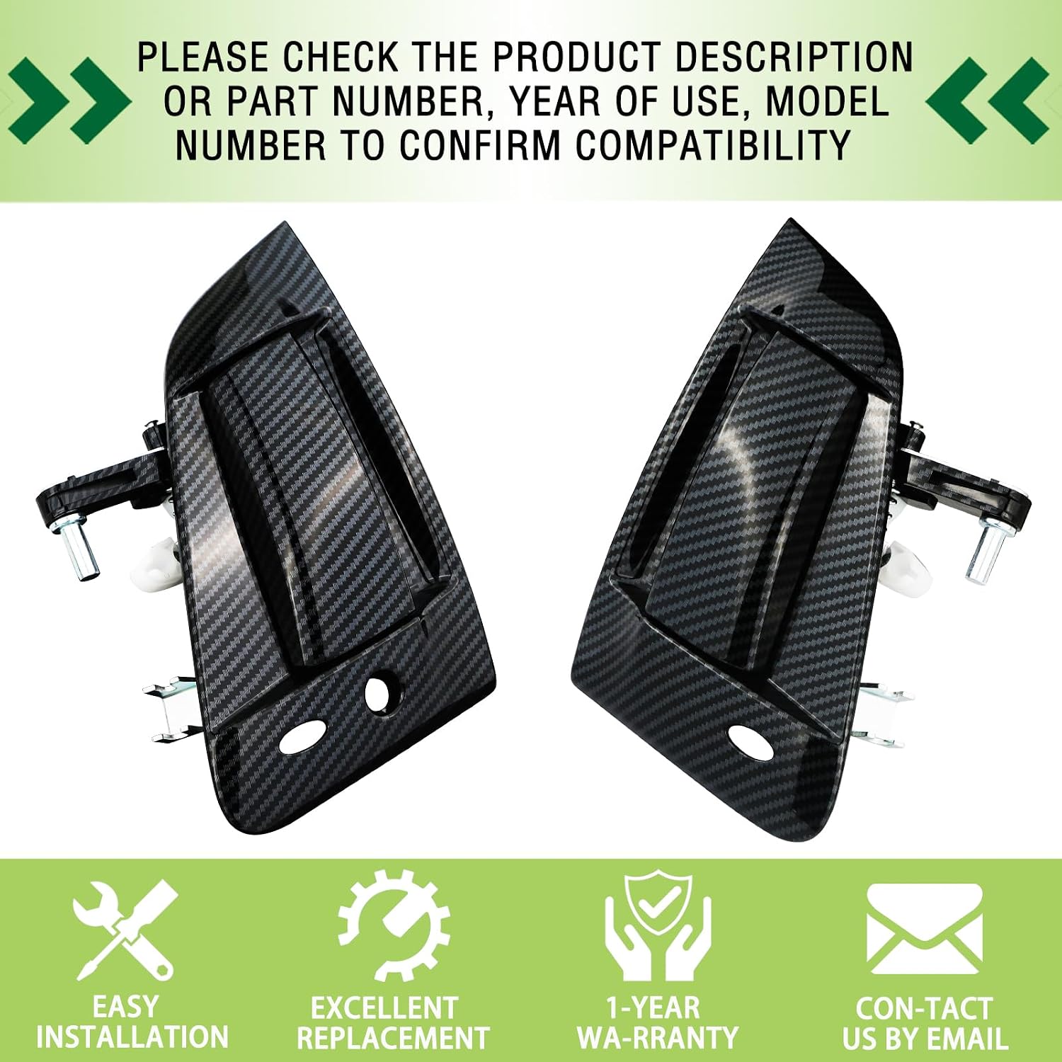 Pair Exterior Door Handle Assembly Front Left&Right Side Carbon Fiber Compatible with 2009-2018 Nissan 370Z Replaces 80606-1EA0B 80607-1EA0B