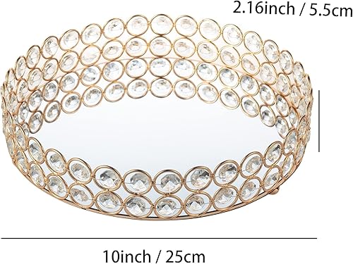 Miniatura 10 de Feyarl Bandeja de maquillaje cosmética de cristal bandeja organizadora de joyería bandeja de tocador con espejo bandeja decorativa para decoración