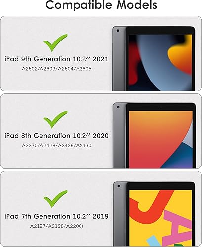 Miniatura 2 de DTTO Funda de cuero para iPad de 987 generación de 10.2 pulgadas 202120202019 con funda delgada de triple pliegue con patrón de seda, verde y verde