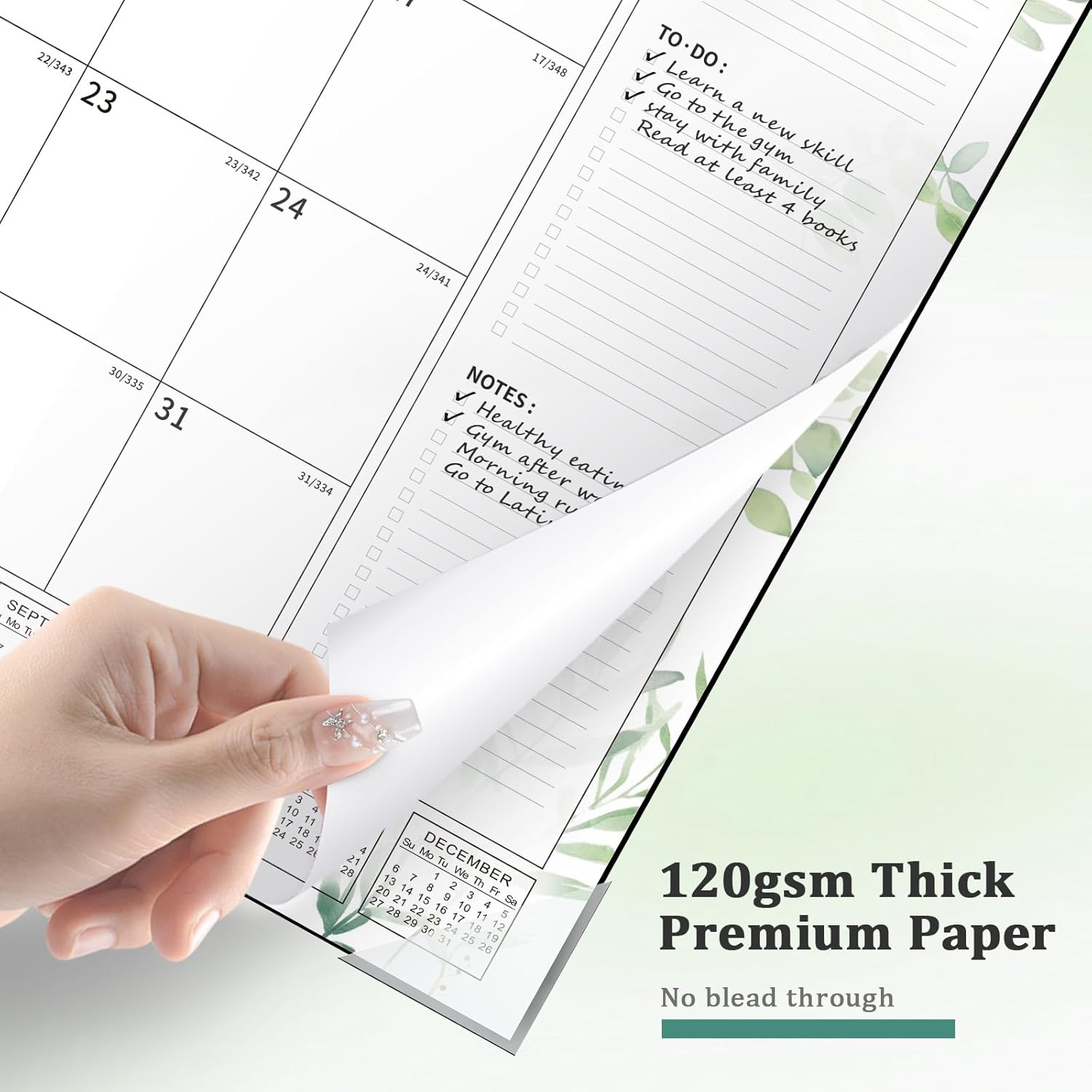 Ospelelf Desk Calendar 2026-2027 Large 22"x17" Monthly Family Planner Pad with Protective Cover 18 Months January 2026 - June 2027 Floral Green