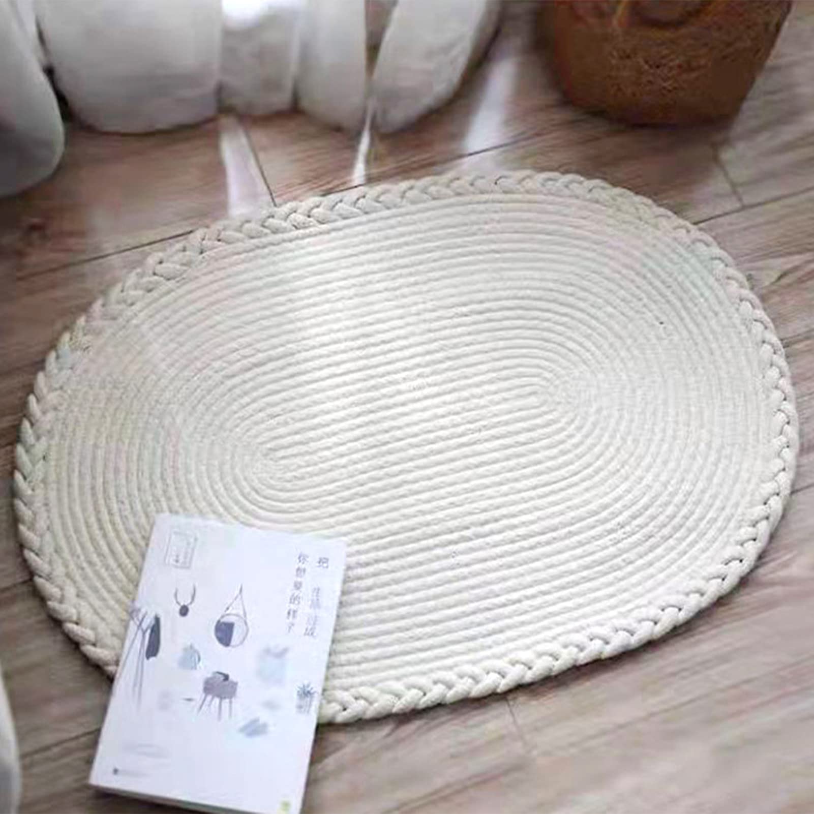 Tapis ovale blanc tissé à la main TITA-DONG pour chambre et salon style bohème