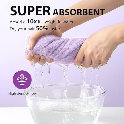 Miniatura 8 de YFONG Paquete de 3 toallas para el cabello para mujeres con botón, toalla de microfibra súper absorbente para cabello mojado largo corto rizado,