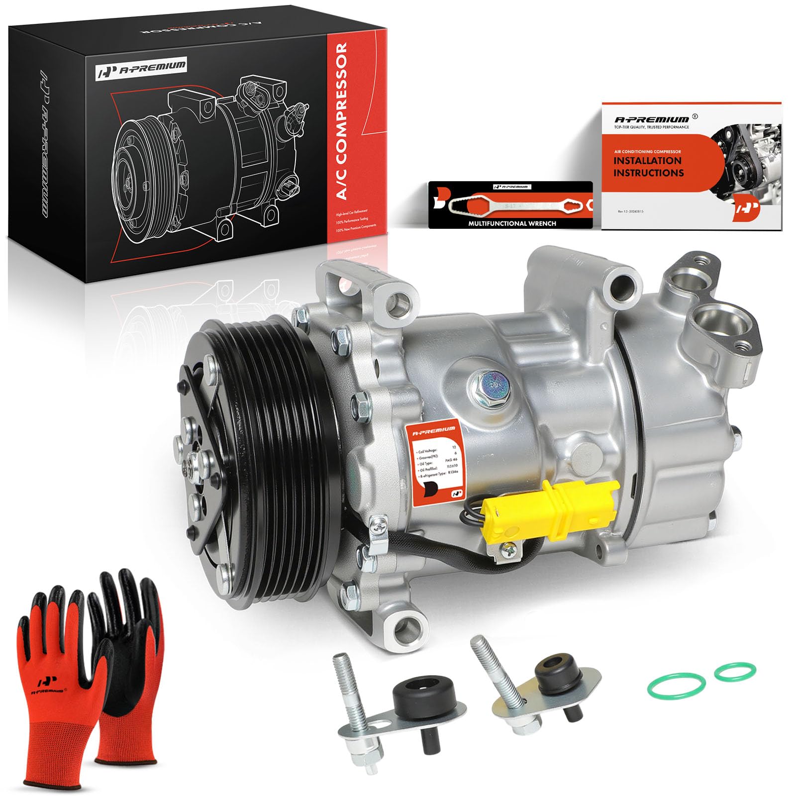 Air Conditioner AC Compressor with Clutch Compatible with Mini Cooper 1.6L 2007-2016, Cooper Paceman Countryman1.6L 2011-2016