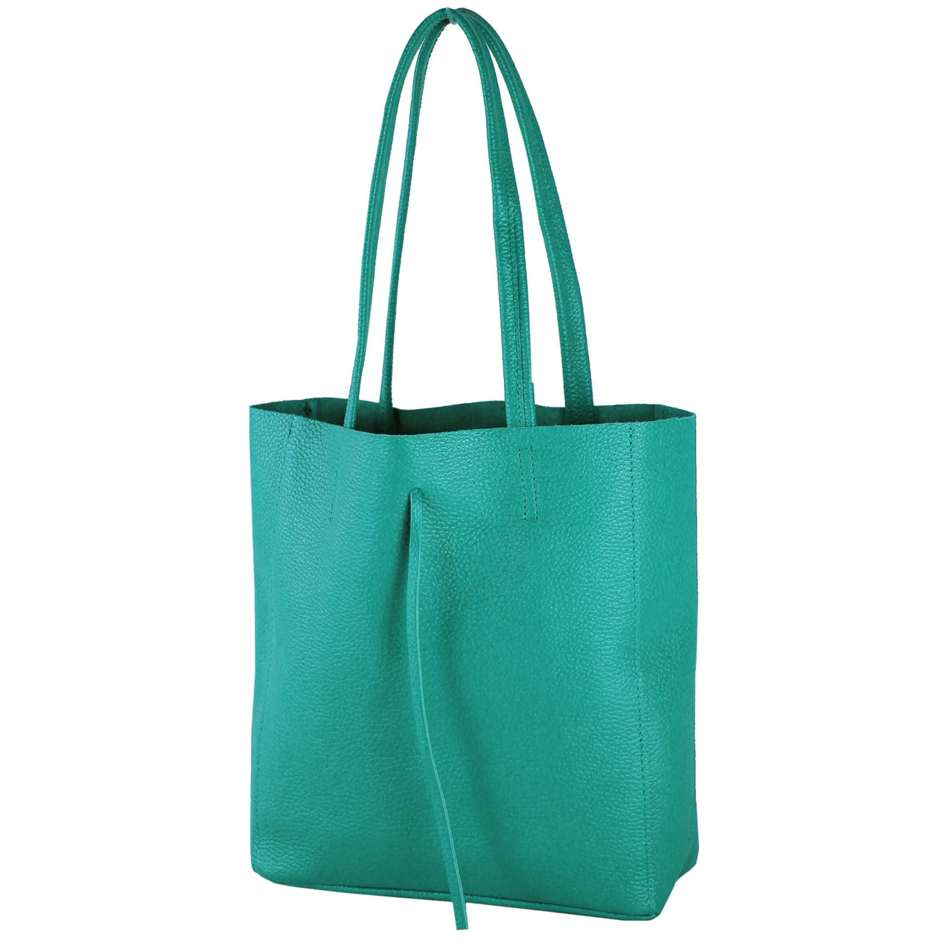 modamoda de Leather Tote Bag for Women, With Inner Pocket (Ladies leather shoulder bag, Turquoise blue)