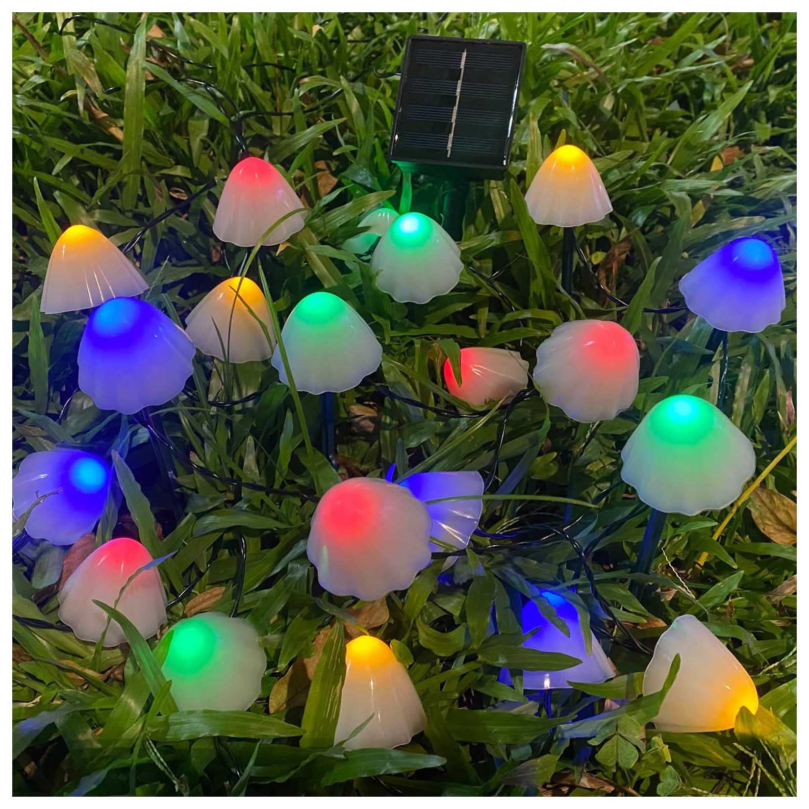 SENKEFEI SS Solar Garden Mushroom Decor Lights - Outdoor Waterproof lamp String Fairy Color Changing for Christmas,Halloween,Backyard,Lawn,Camping,Party(8pcs Multi-Color Mushroom Light)