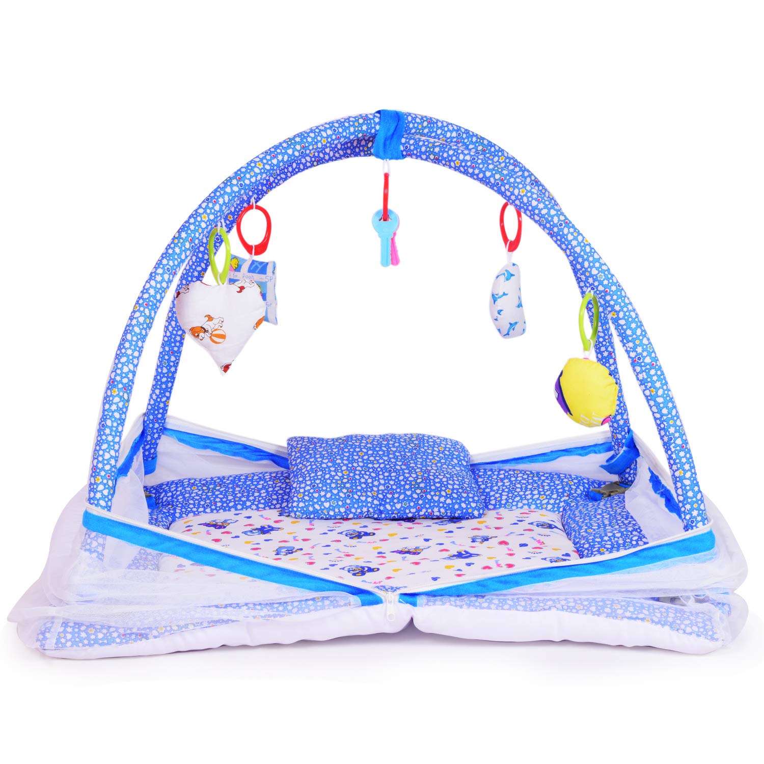 Sponsored Ad - DearJoy Play Gym with Mosquito Net (Blue Bunny Print)