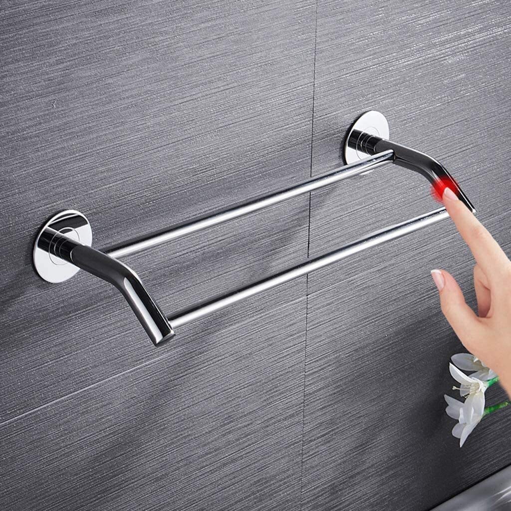 Portasciugamani doppio in acciaio inox, montaggio a parete, per bagno, hotel, 62 cm