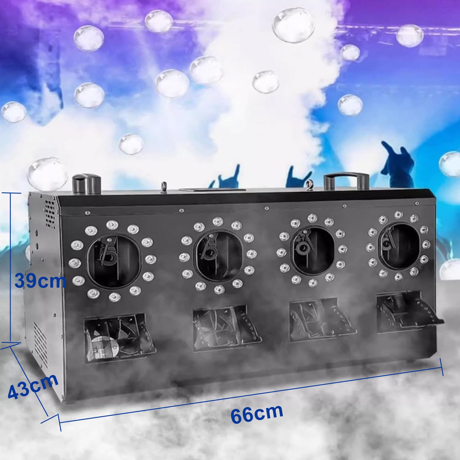 MáQuina De Burbujas De Humo Profesional Con Luces, MáQuina De Burbujas De Humo Con Led De 3000 W, Efecto Dmx, 48 Luces Led De 3 W, 4 Boquillas, Panel De Control Lcd, Capacidad Del Tanque: 1.2 L