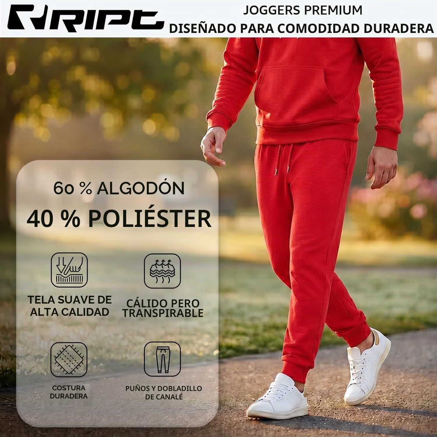 RIPT Essentials RCPNT764 Pantalones de chándal de Tacto Suave para Hombre