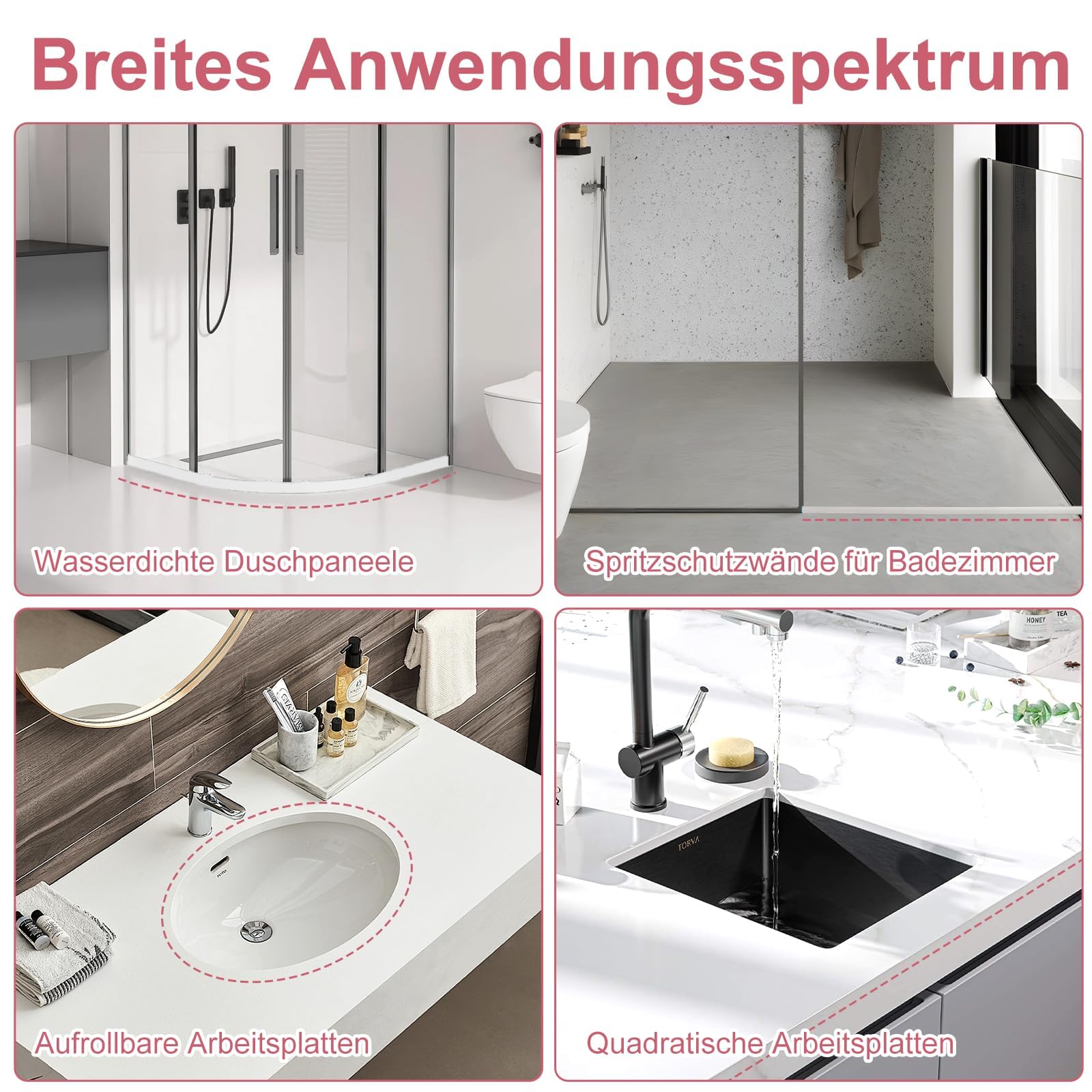 Barra Protettiva per Doccia, in Silicone, per Doccia, Bagno e Cucina (2 m)