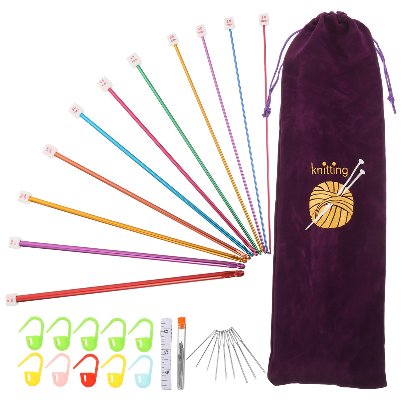 Angoily 2 Juegos Agujas de Ganchillo y Crochet de Aluminio Anodizado Herramientas Suaves y Duraderas para Tejer Mantas Bufandas y Gorros para Principiantes y al Hilo