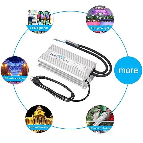 Miniatura 9 de KEKEBEE Controlador LED 12V600W Fuente de alimentación impermeable 110V130V AC a 12V DC 50A Transformador de bajo voltaje IP67 Hotel Pared Exterior