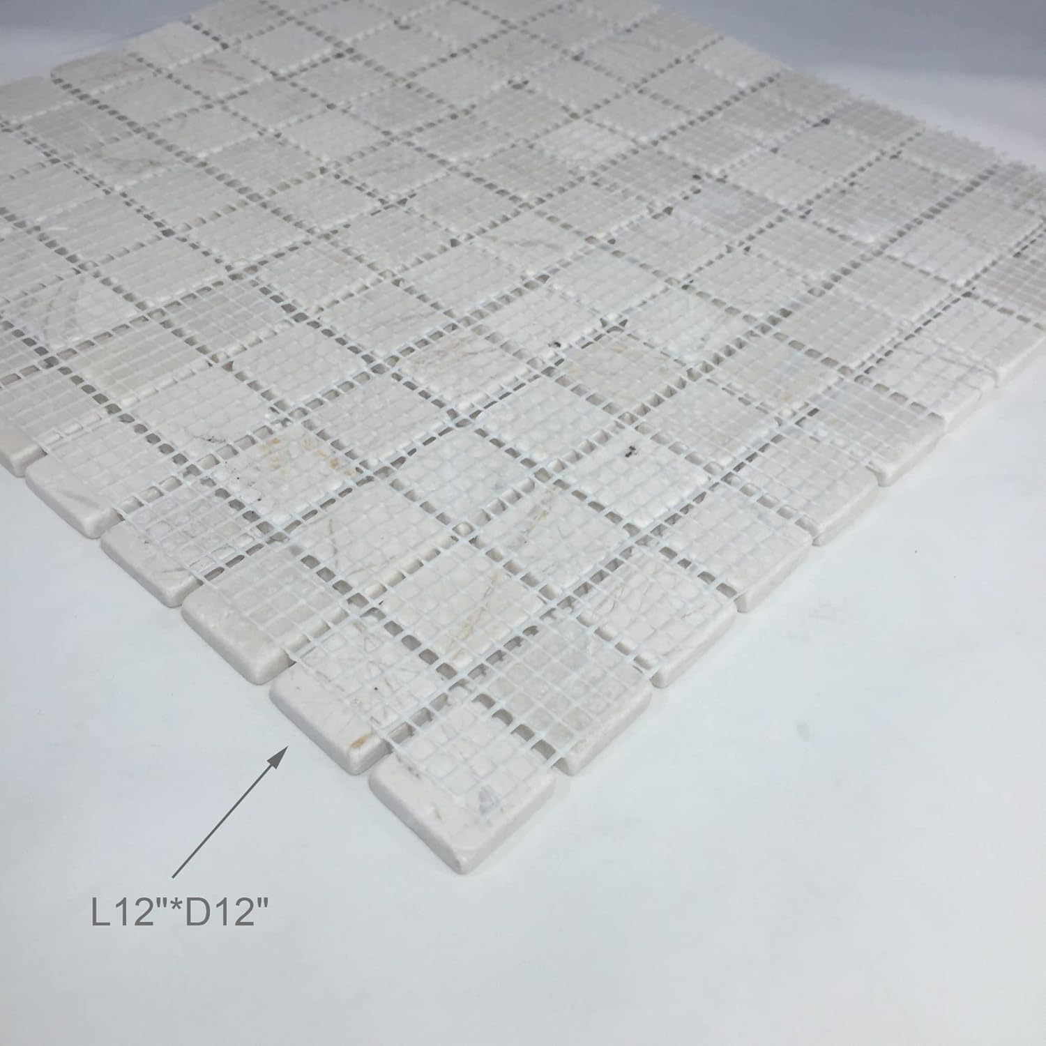 FixtureDisplays® Set of 2 12 x 12" Marble Polished Mosaic Tiles for Backsplash, Shower Walls, Bathroom Floors 15974NEW-2D