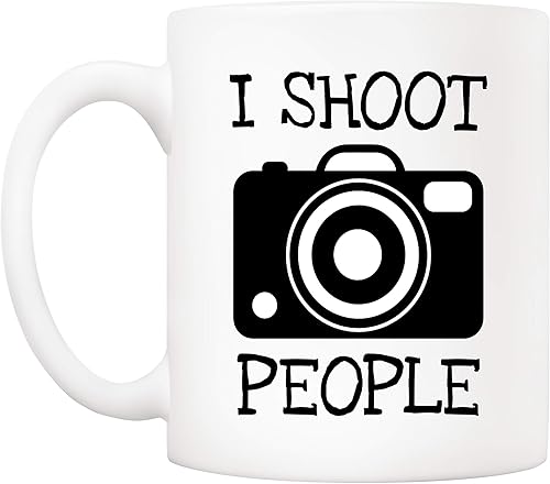 Miniatura 2 de 5Aup Funny I Shoot People - Taza de café para fotógrafo, regalos de cumpleaños para hombres para amantes de la fotografía, color blanco, 11 onzas