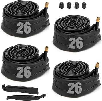 26 Inch Bike Tube, 26x1.95 Bike Tube, 26x2.125 Bicycle Tire Tube, 26x1.75/26x1.95/26x2.10/26x2.125 Bike Tubes with 2 Tire Levers 4 Pack