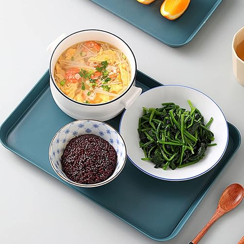 Miniatura 3 de Paquete de 6 bandejas de plástico de 8 x 12 pulgadas, lindas bandejas pequeñas de color rosa, gris y azul con pared de 2 pulgadas, bandeja