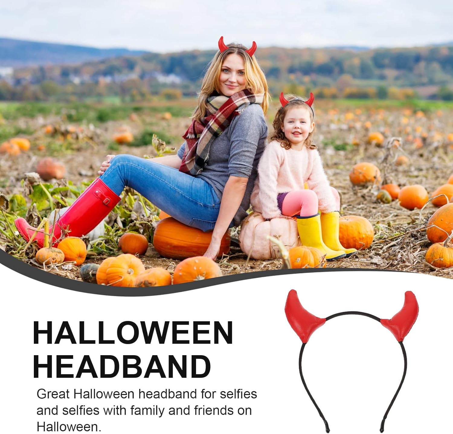 Red Devil Horn Headband Halloween Evil Costume Hair Hoop Headwear for Adult Performance Masquerade Holloween Costume Party Supplies - Image 2