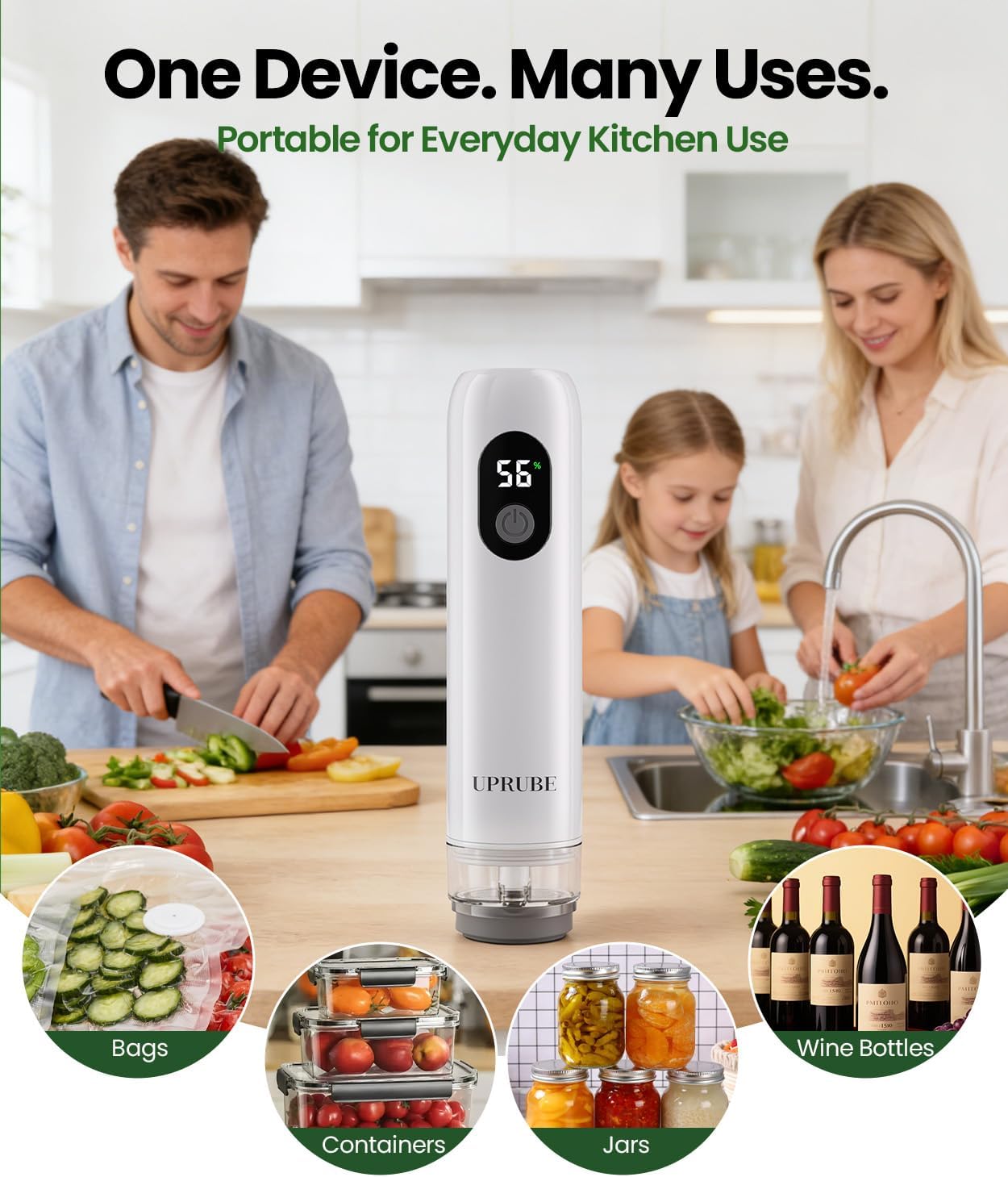 Compact Vacuum Sealer for Food (Vacuum Sealer Machine + 30 Reusable Vacuum Bags), Powerful Handheld Food Vacuum Sealer Machine with LED Display & Liquid Drainage Tube, Portable Food Sealer