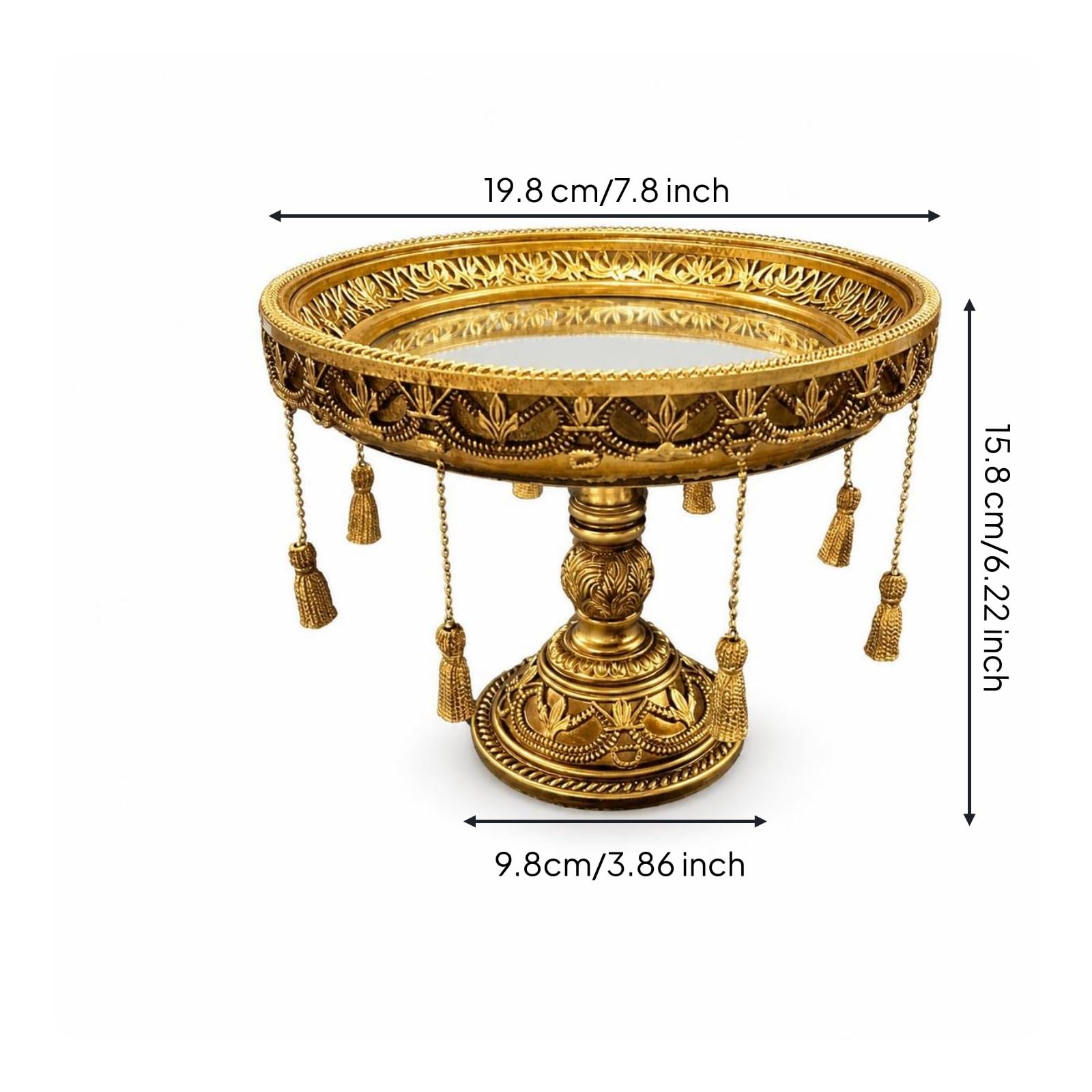 predolo Alzata con Specchio Decorativo Vassoio con Piedistallo Raffinata Vassoio Specchio per Consolle