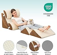 Vista 4 de Hansleep Juego de 6 almohadas ortopédicas de cuña para dormir, juego de almohadas postoperatorias ajustables para aliviar el dolor corporal, espalda