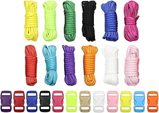 Paracord-Set, Bastelset, Paracord-Seil, multifunktional, inklusive Seilschnalle und Nähnadeln, für Outdoor-Sportarten, Herstellung von DIY-Armbändern (12-Farben-Set)