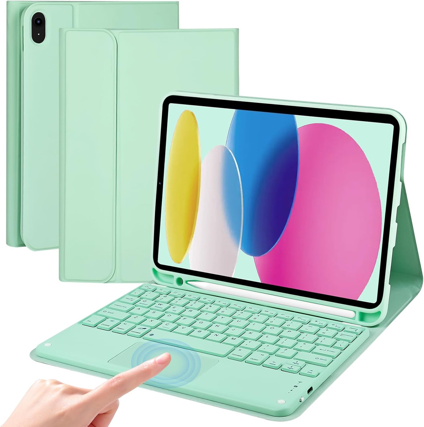 Keyboard Case with Touchpad for iPad (A16) 11th 2025/ 10th Generation 2022 Case with Keyboard - Wireless Detachable Folio Keyboard Cover for iPad 11-inch A16/10th Gen 10.9-inch, Green