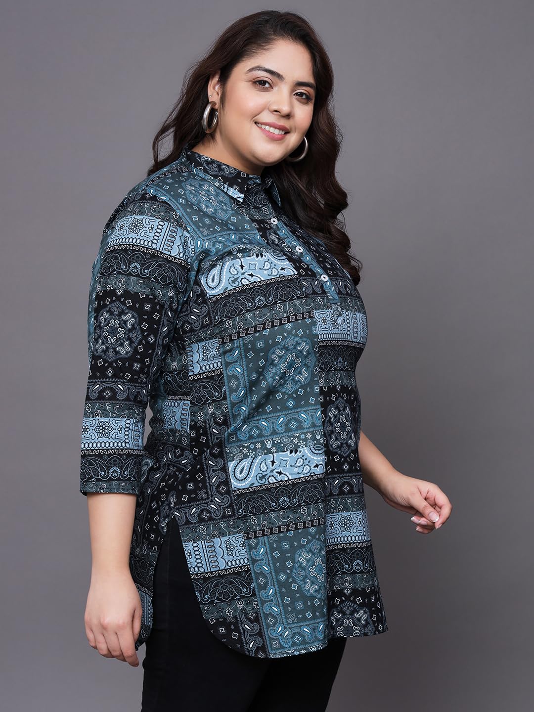 Tissu Women's Plus Size Multicolor Printed Pure Cotton Kurti (2265_Multicolor_7Xl)