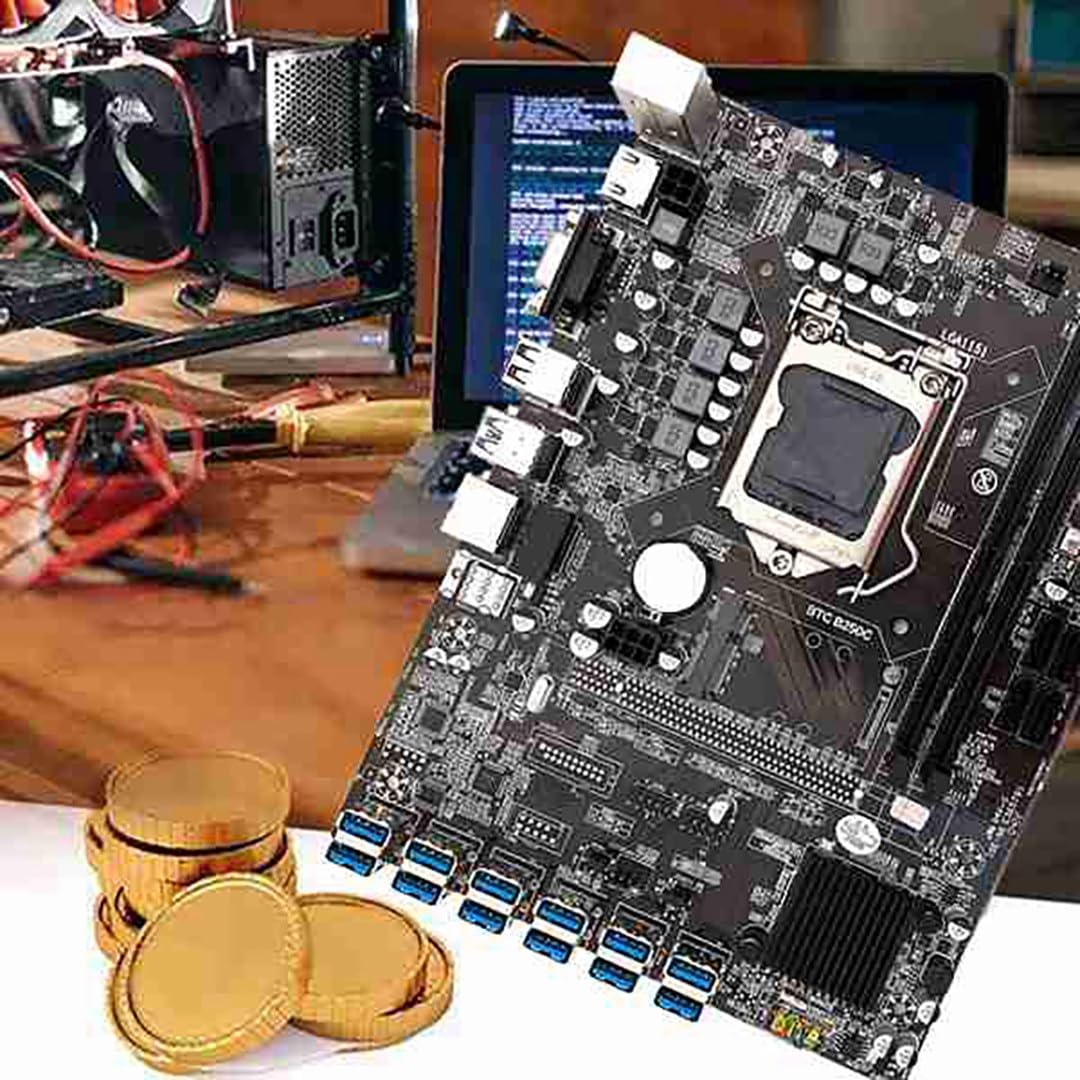 Nouvelle Carte MèRe MinièRe 12 Cartes B250C BTC + Adaptateur USB3.0 19P/20P vers Type-E + Câble de Commutation 12USB3.0 (PCIE) LGA1151 DDR4 MSATA