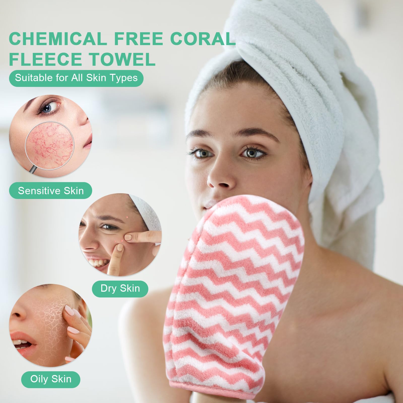 PHOGARY Face Cloths Body Wash Mitt, Super Absorbent & Soft Face Towels Facial Mitts - Image 3
