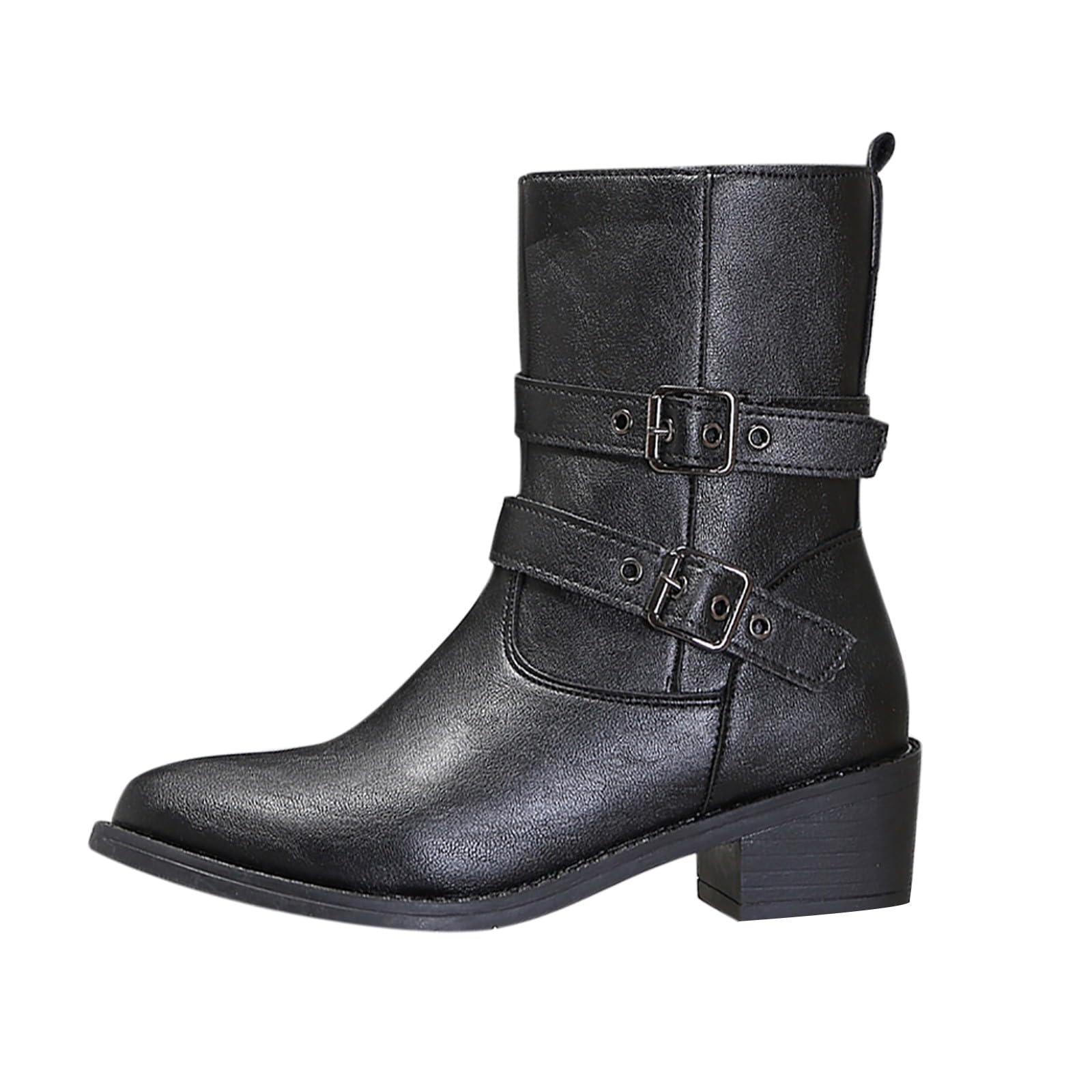 Bottes de combat en cuir souple pour femmes finitions sangle à boucle