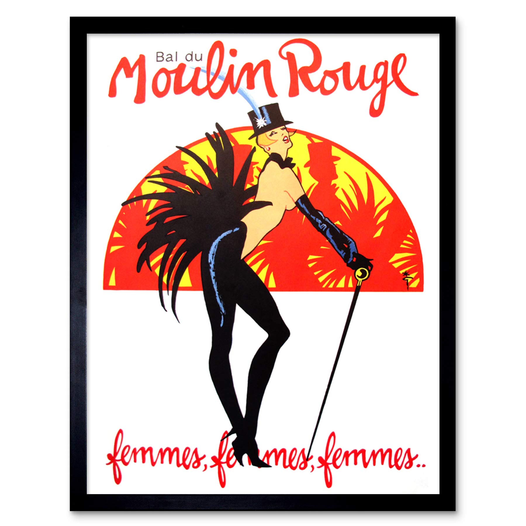 Wee Blue Coo Burlesque Moulin Rouge Paris Girls Art Print Framed Wall Decor 9X7 Inch