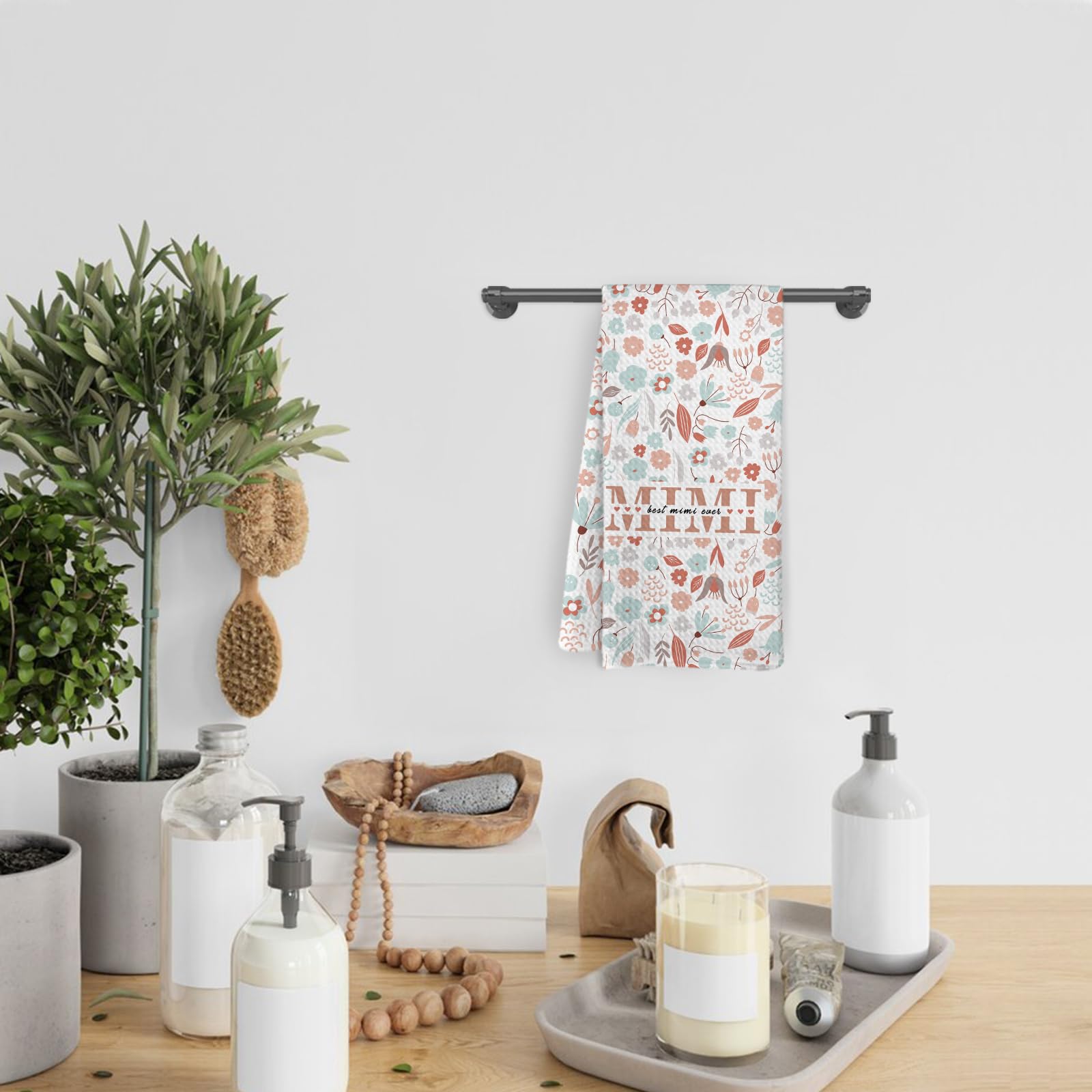 Mimi Gifts Kitchen Towels, Christmas Mothers Day Birthday Gifts for Grandma, Mimi Hand Tea Towels for Bathroom Kitchen Decor, 16x24 Inches