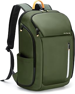 Ponhog Zaino Uomo Porta PC 17 Pollici - Zaino da Viaggio 900D Idrorepellente, Apertura 180° e Design Antifurto, Capacità 30L, Verde