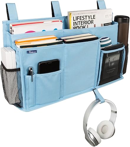 Miniatura 295 de Surblue - Organizador de cama colgante para mesita de noche, bolsa de almacenamiento, bolsillo para literas y camas de hospital, dormitorios Z-Zebra