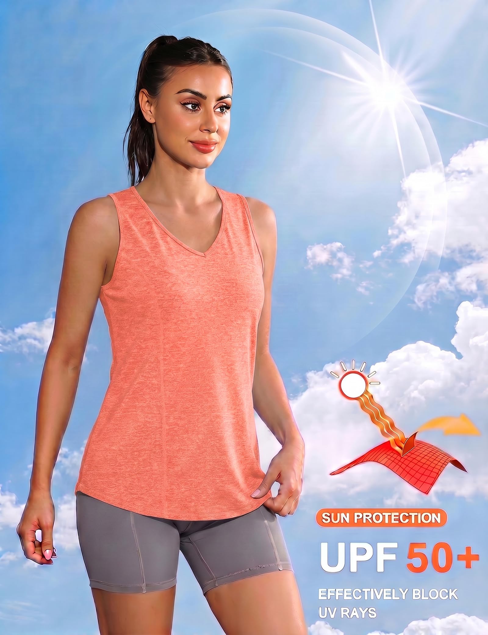 Gyabnw Camiseta Sin Mangas para Mujer Espalda de Malla Secado Rápido Chaleco Deportivo Fitness Yoga Correr Camisetas Tirantes para Entrenamiento Tops Ligero y Transpirable