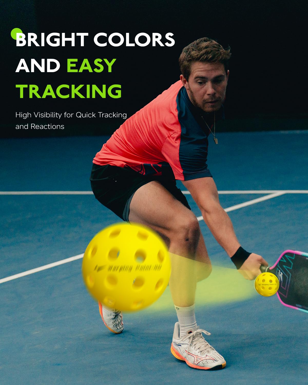 Warping Point Palline da pickleball da esterno, confezione da 4 palline gialle con 40 fori, con sacchetto in rete, soddisfano le specifiche USAPA, palline resistenti ad alto rimbalzo per principianti