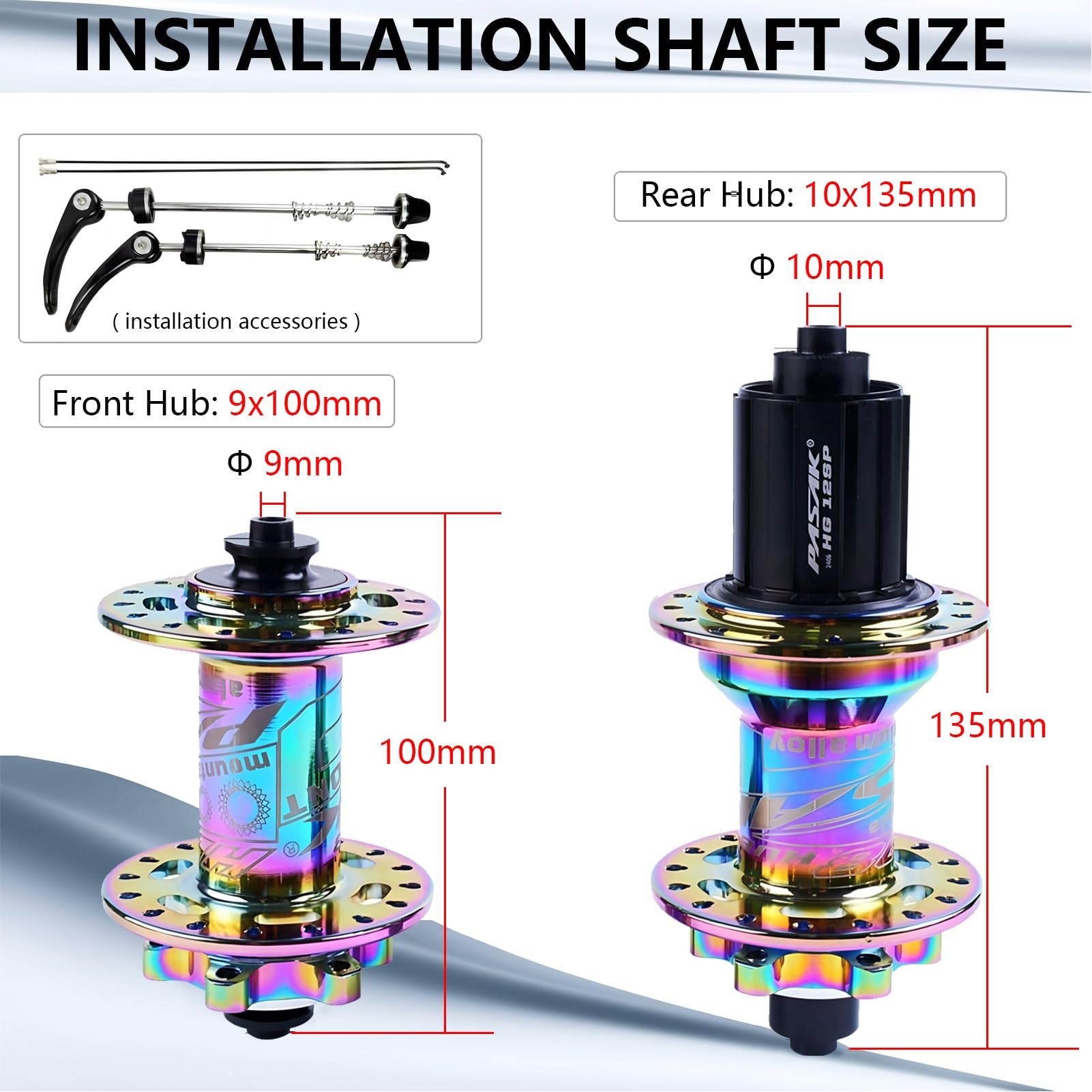 Set di ruote MTB da 26/27,5/29", sgancio rapido per freno a disco anteriore/posteriore, cerchio in alluminio a doppia parete, mozzi HG a 32 fori compatibili con pneumatici da 7-12 velocità e 1,25-2,2