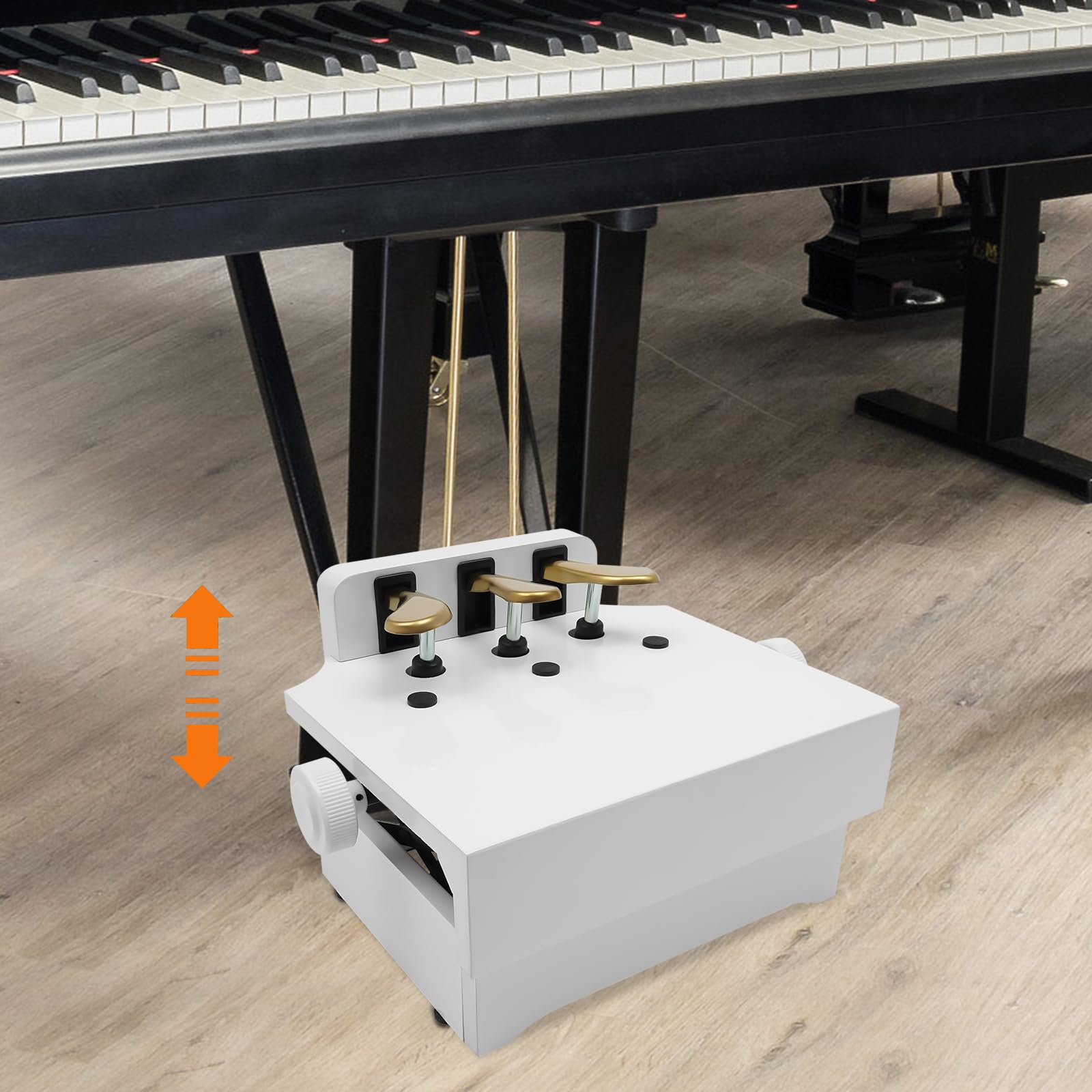 Extensión de pedal de piano con 3 pedales, altura ajustable, extensión de pedal hasta 100 kg, para niños principiantes de 4 a 12 años, 38 x 38 x 28 cm (blanco)