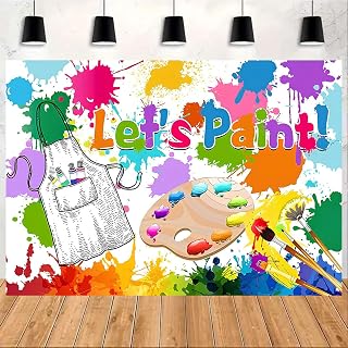 Let's Paint Party Backdrop Graffiti Art Painting Paint Splatter Birthday Background Art Party Decorations Children's Painting Classes Art Craft Parties Studio Activities Photo Booth Prop (8X6FT)