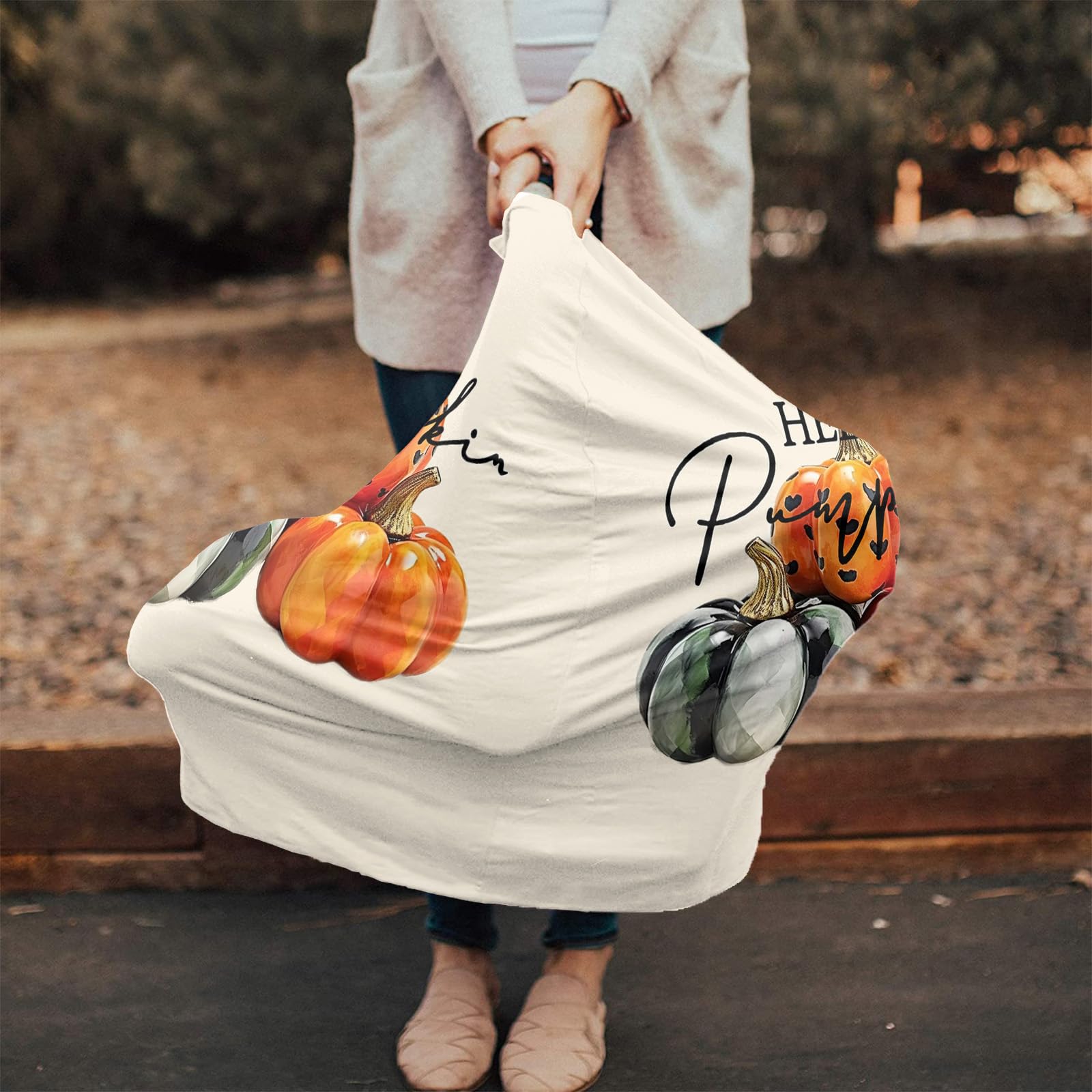 Nursing Cover for Breastfeeding Scarf, Fall Thanksgiving Pumpkin Baby Car Covers Super Soft Multi Use for Canopy Shopping Cart Cover Blanket Stroller Cover