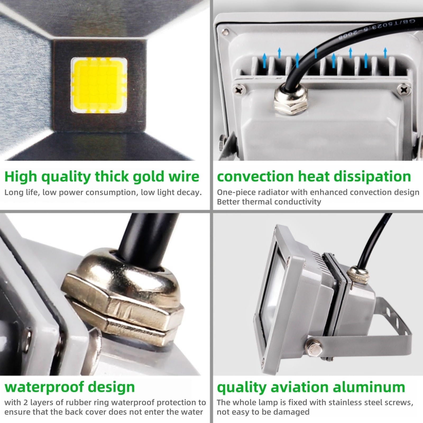 Luci LED Da Giardino - Fari A LED, Apparecchio Di Sicurezza Wall Washer Di Sicurezza Impermeabile IP66, Apparecchi Di Illuminazione Per Esterni Ad Altissima Luminosità(White light,100W(DC24V))