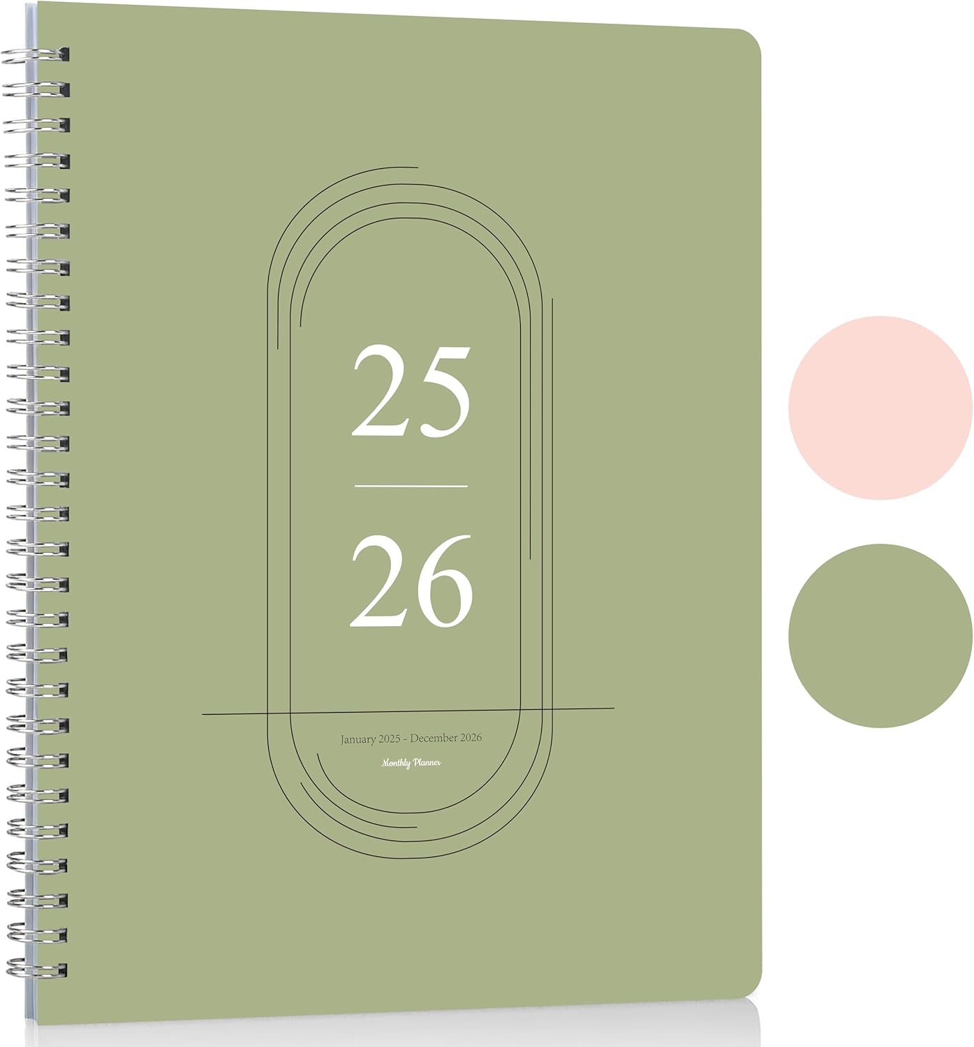 Monthly Planner 2025-2026, Simplified Monthly Calendar Planner, Organize Schedule for School, Office, Family, 7.3″ × 9.5″, Jan 2025 – Dec 2026 – Green