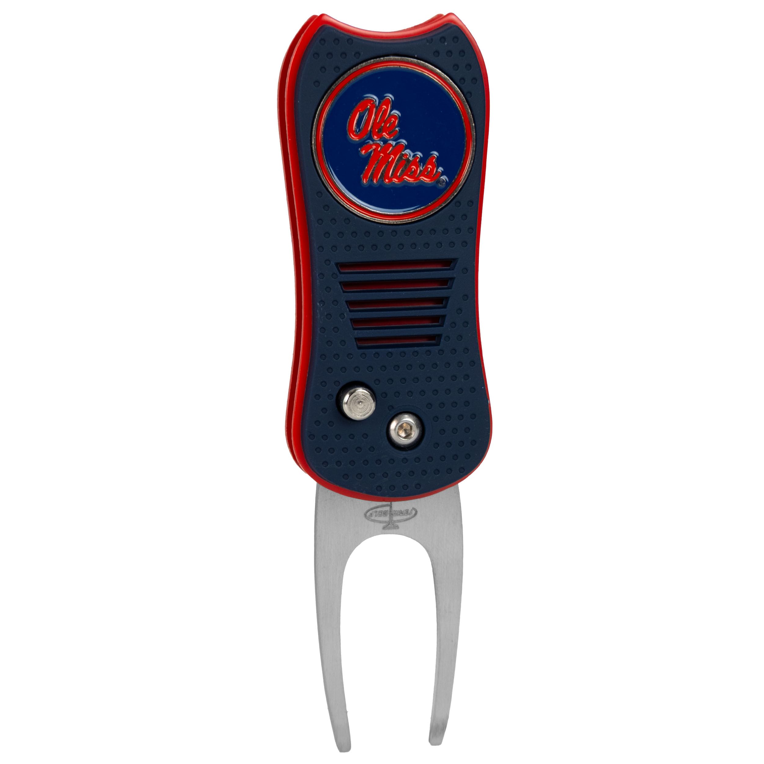 Team Golf NCAA Ole Miss Rebels Retractable Divot Tool with Double-Sided Magnetic Ball Marker, Features Patented Single Prong Design, Causes Less Damage to Greens — image 1
