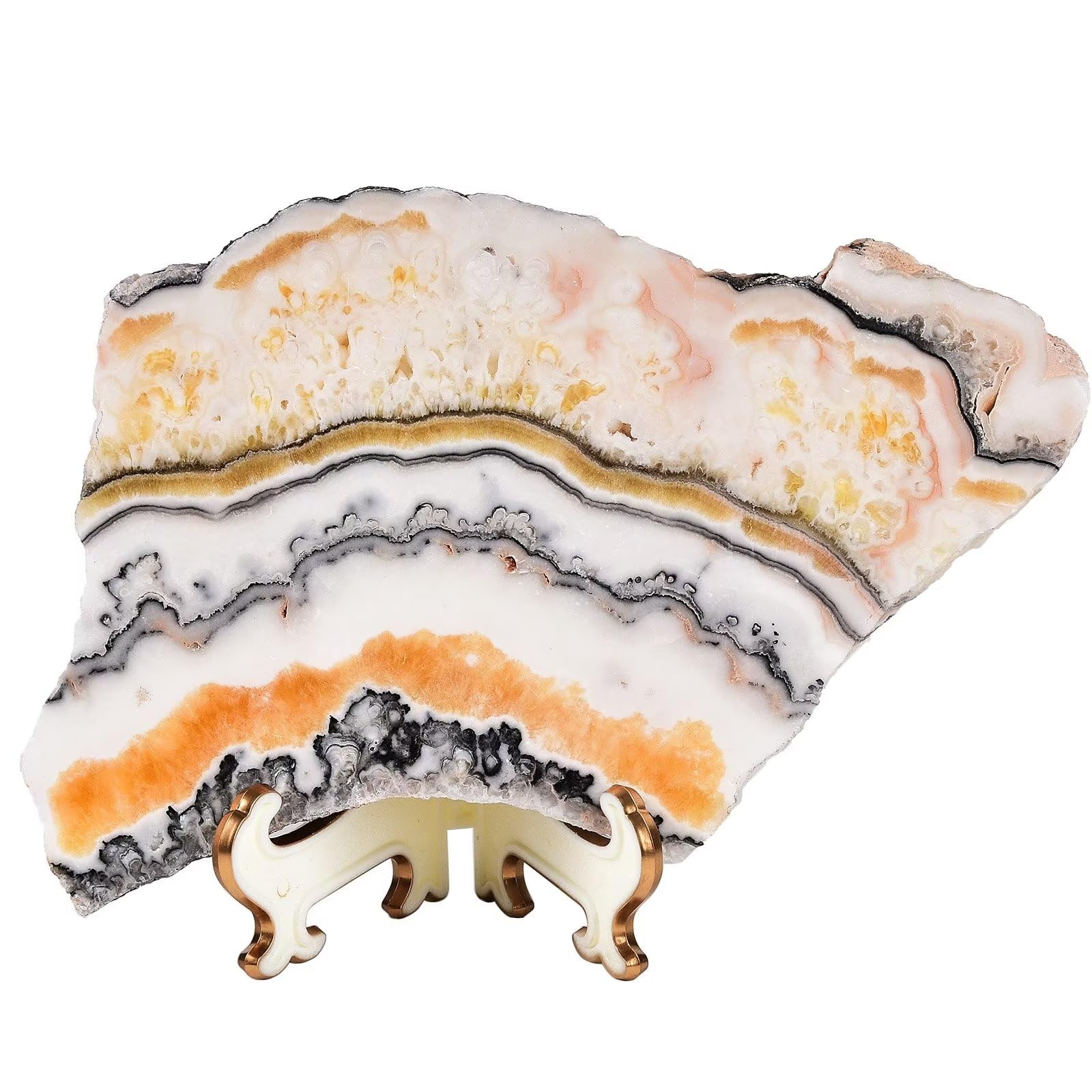 AMOYSTONE Large Healing Crystal Plate Decorative Calcite Stone Slices Quartz Pieces with Stand Office Home Decor Reiki Healing Gifts 0.8-1.1 Pound