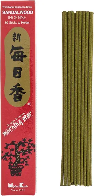 Encens du Japon Nippon Kodo Morning Star Bois de Santal - 50 bâtons avec support