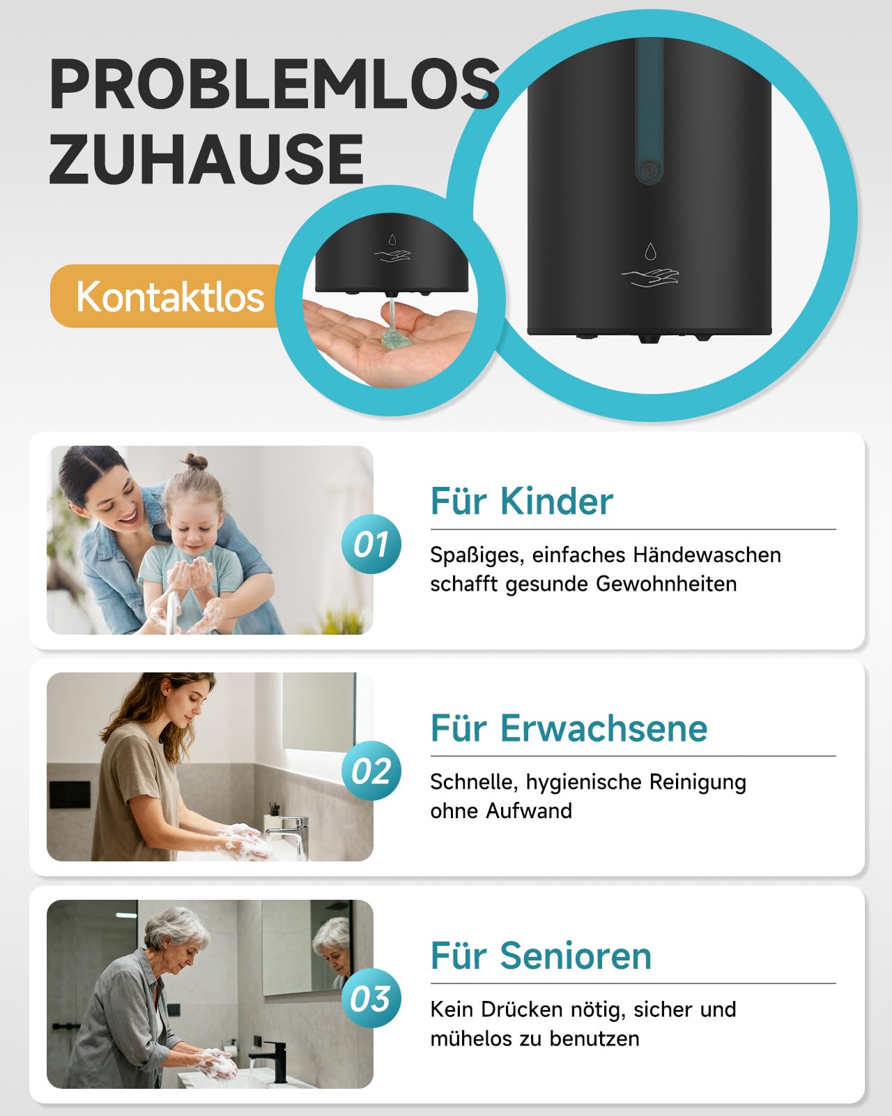 AIKE Automatischer Wand-Seifenspender, Für Bad Und Restaurant, AK1205E | 740 Ml Große Kapazität, Fünf Stufen Einstellbar, Wasserdichter Seifenspender Für Den Haus- Oder Gewerbebereich